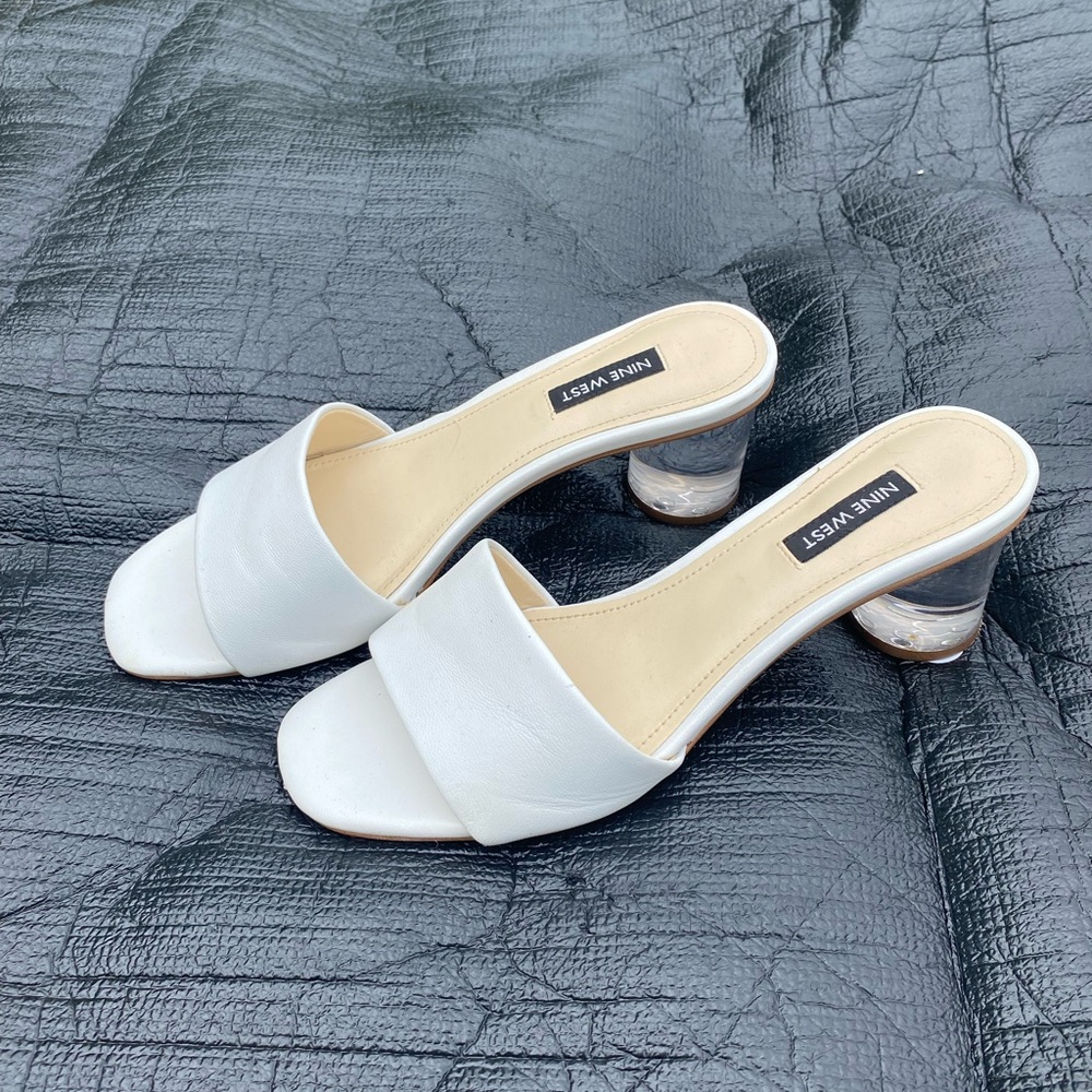 Clear Heel Nine West White